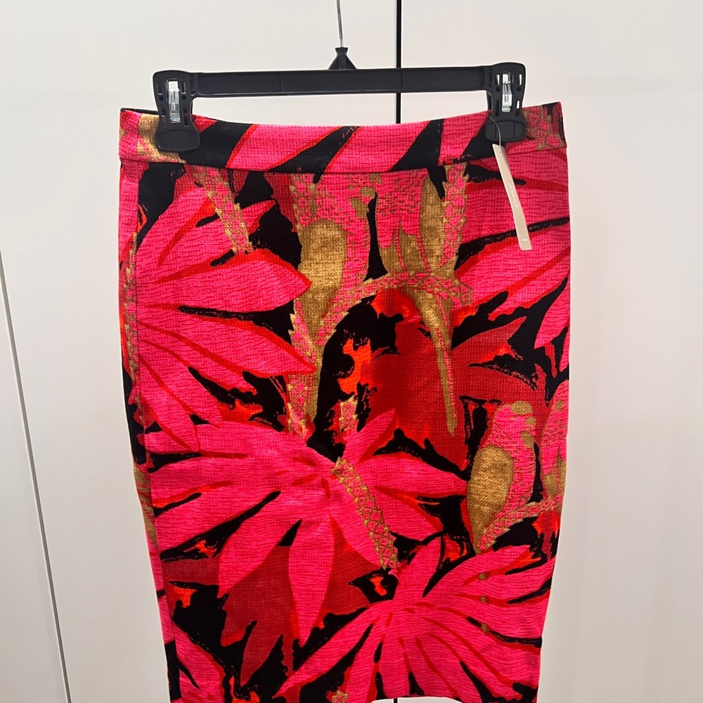 J. Crew Pink and Gold Floral Pencil Skirt